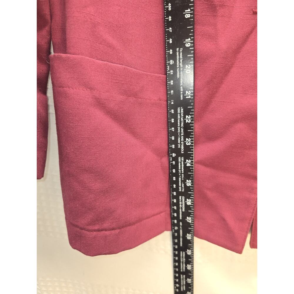 Vintage Sag Harbor Petite Burgundy Single Button Blazer Size 10 Shoulder Pads - Picture 5 of 6